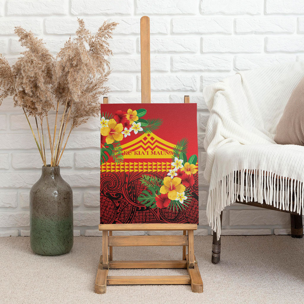 Hawaii Ku Kia'i Mauna Canvas Wall Art Hibiscus Kakau Pattern