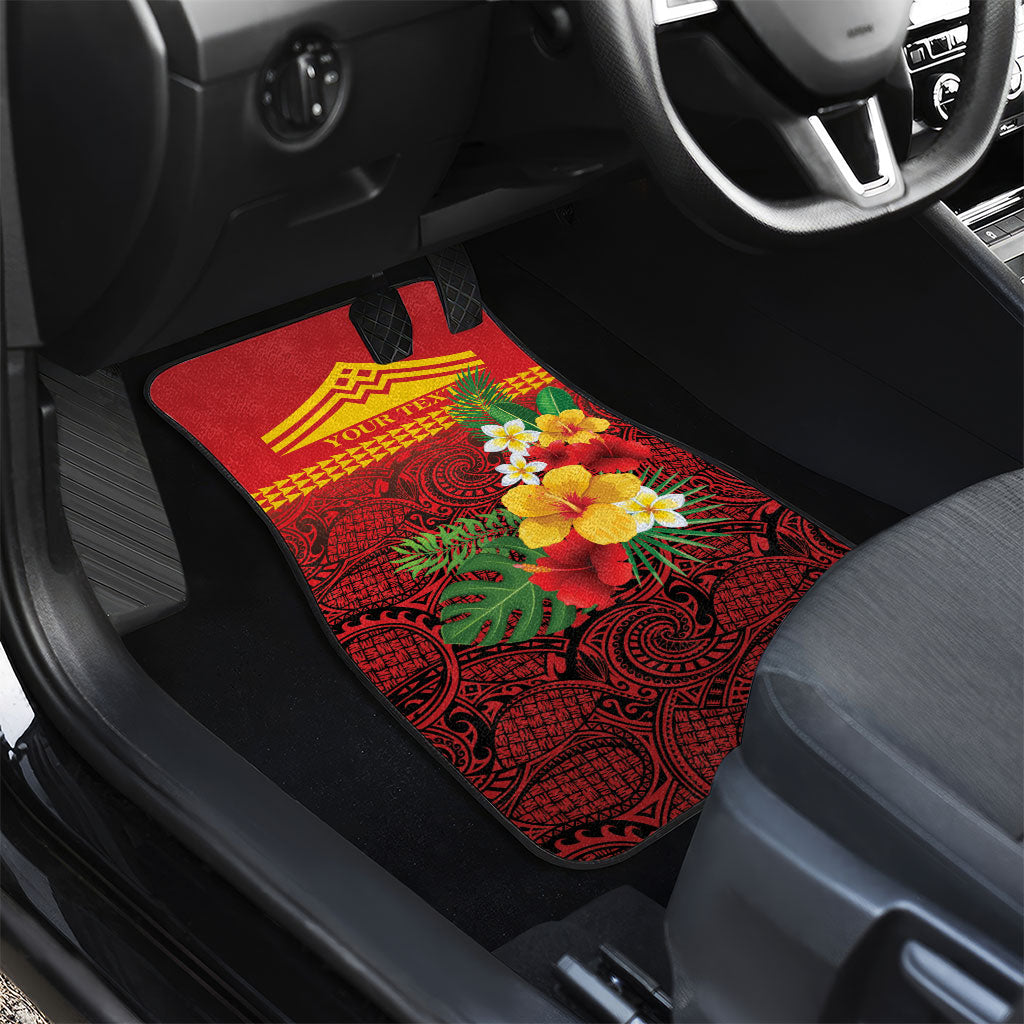 Hawaii Ku Kia'i Mauna Personalized Car Mats Hibiscus Kakau Pattern