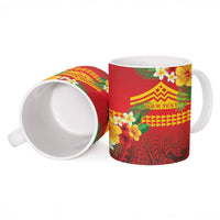Hawaii Ku Kia'i Mauna Personalized Ceramic Mug Hibiscus Kakau Pattern