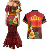 Hawaii Ku Kia'i Mauna Personalized Couples Matching Mermaid Dress and Hawaiian Shirt Hibiscus Kakau Pattern