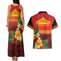 Hawaii Ku Kia'i Mauna Personalized Couples Matching Tank Maxi Dress and Hawaiian Shirt Hibiscus Kakau Pattern