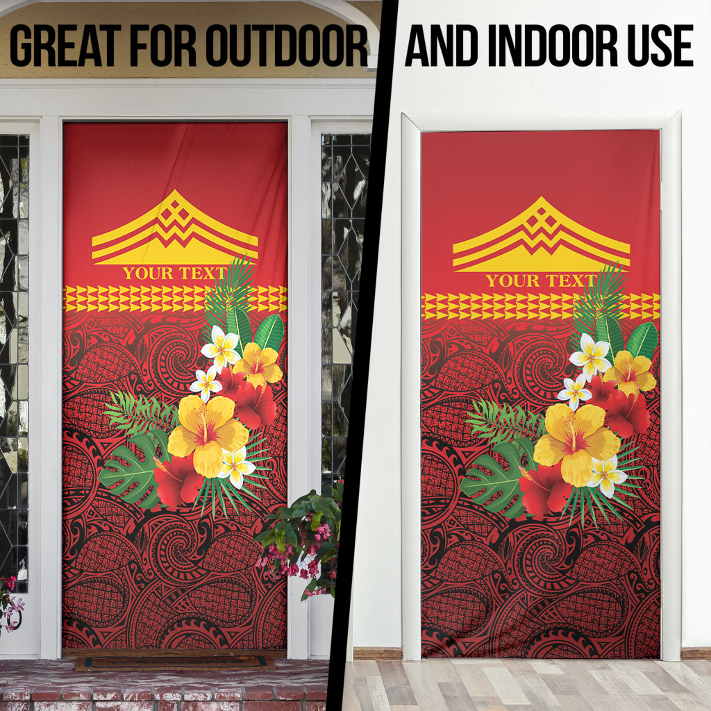 Hawaii Ku Kia'i Mauna Personalized Door Cover Hibiscus Kakau Pattern