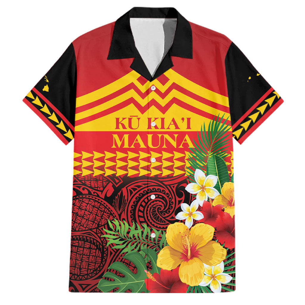 Hawaii Ku Kia'i Mauna Personalized Family Matching Off Shoulder Short Dress and Hawaiian Shirt Hibiscus Kakau Pattern