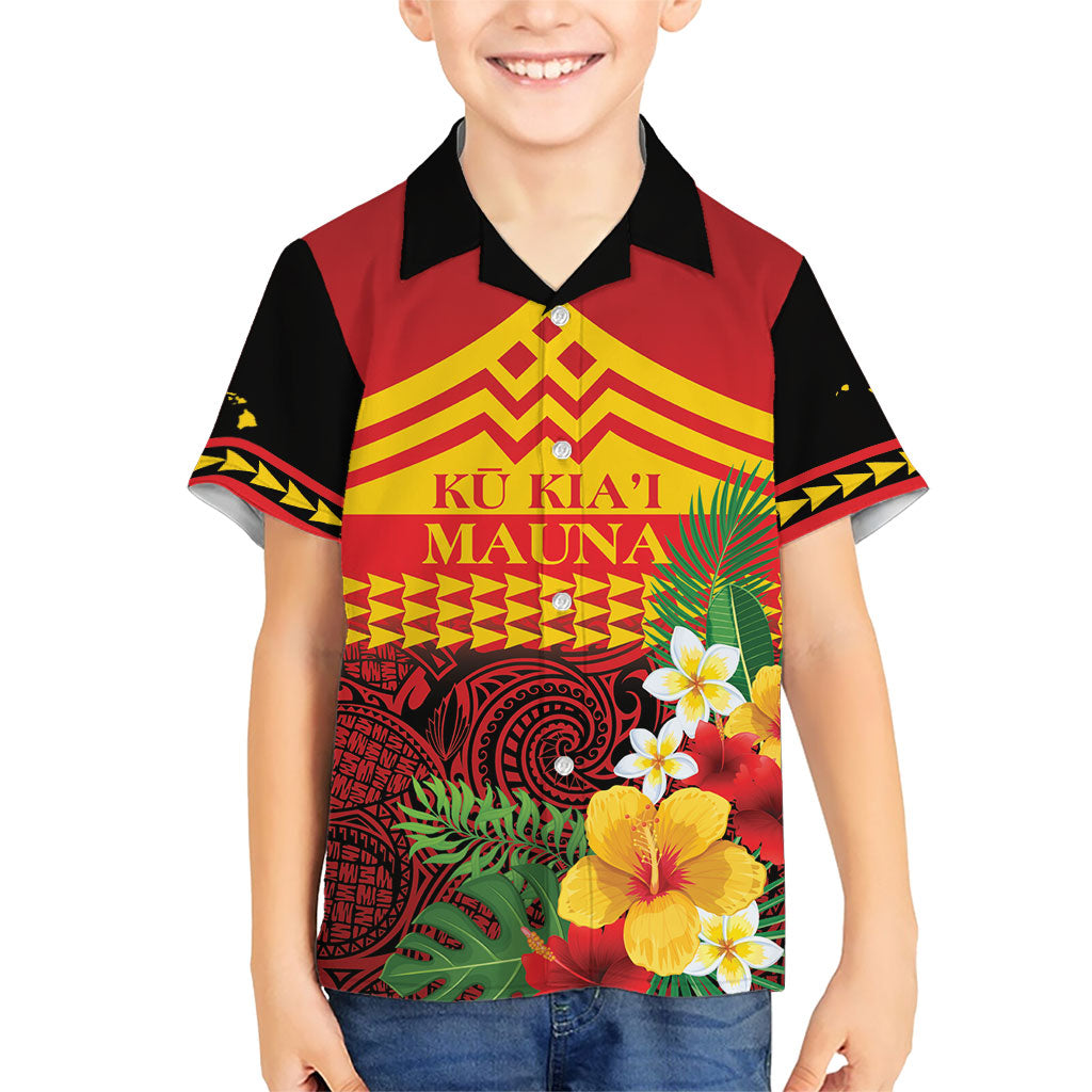 Hawaii Ku Kia'i Mauna Personalized Family Matching Off Shoulder Short Dress and Hawaiian Shirt Hibiscus Kakau Pattern