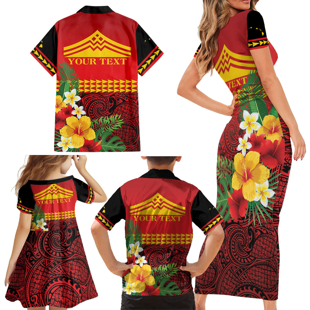 Hawaii Ku Kia'i Mauna Personalized Family Matching Short Sleeve Bodycon Dress and Hawaiian Shirt Hibiscus Kakau Pattern