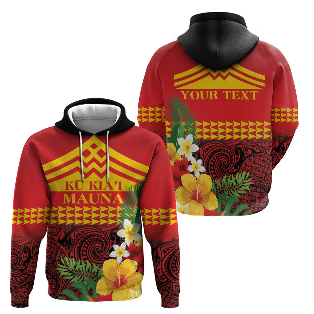 Hawaii Ku Kia'i Mauna Personalized Hoodie Hibiscus Kakau Pattern