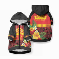 Hawaii Ku Kia'i Mauna Personalized Pet Hoodie Hibiscus Kakau Pattern LT9 Zip-up Red - Polynesian Pride