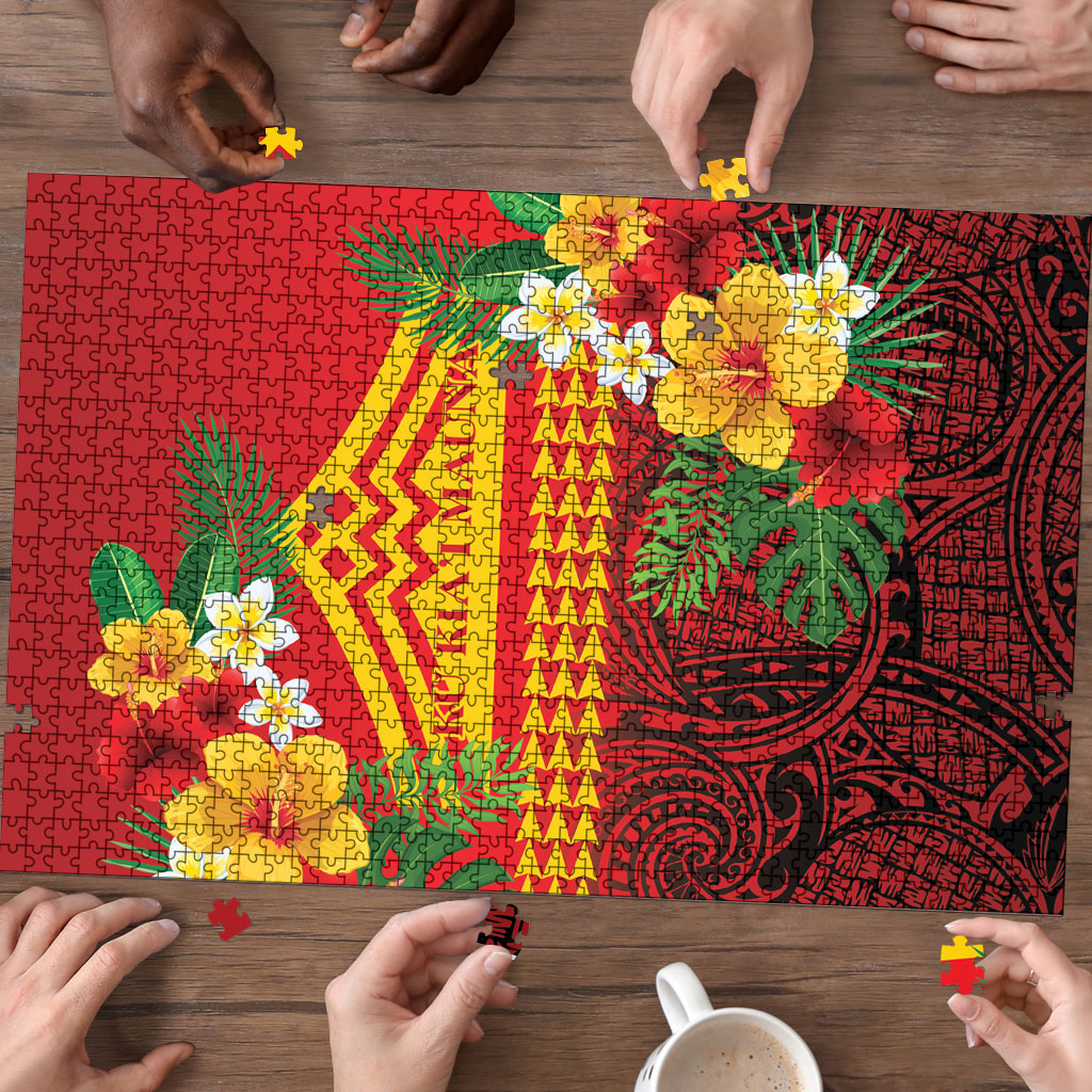 Hawaii Ku Kia'i Mauna Puzzle Hibiscus Kakau Pattern