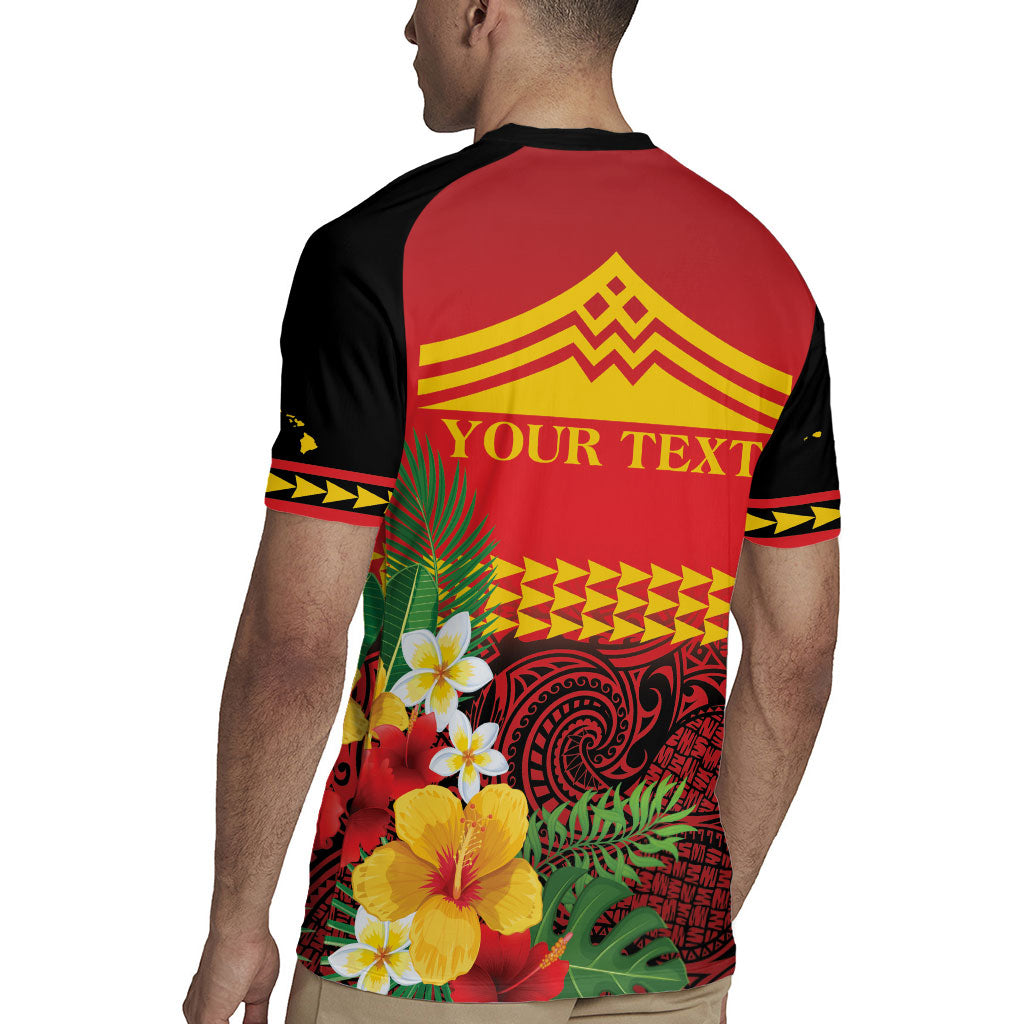 Hawaii Ku Kia'i Mauna Personalized Rugby Jersey Hibiscus Kakau Pattern