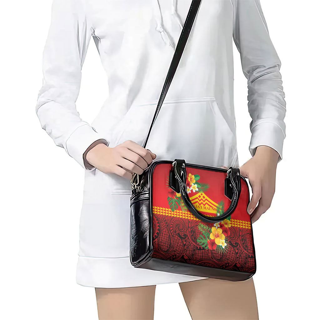 Hawaii Ku Kia'i Mauna Shoulder Handbag Hibiscus Kakau Pattern
