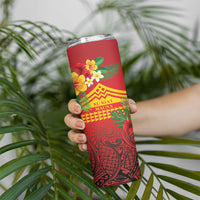 Hawaii Ku Kia'i Mauna Personalized Skinny Tumbler Hibiscus Kakau Pattern