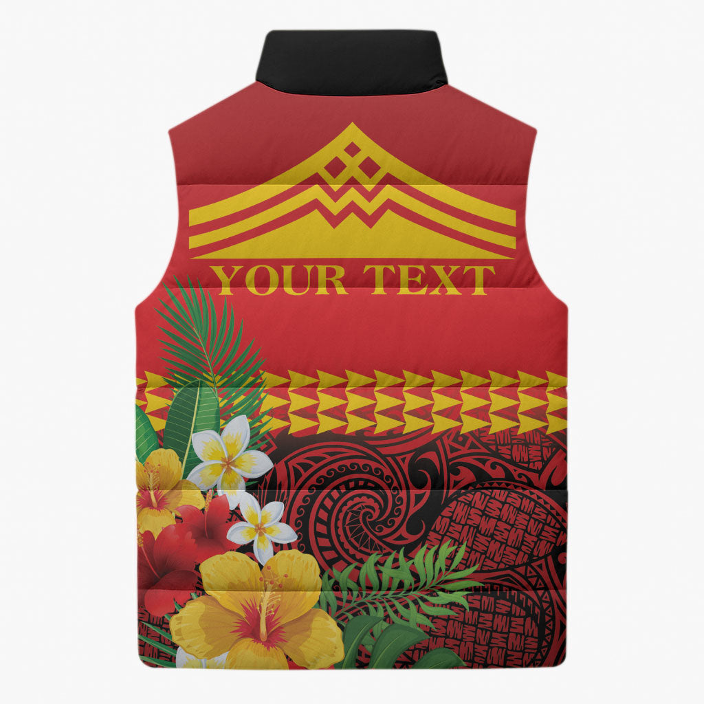 Hawaii Ku Kia'i Mauna Personalized Sleeveless Puffer Jacket Hibiscus Kakau Pattern