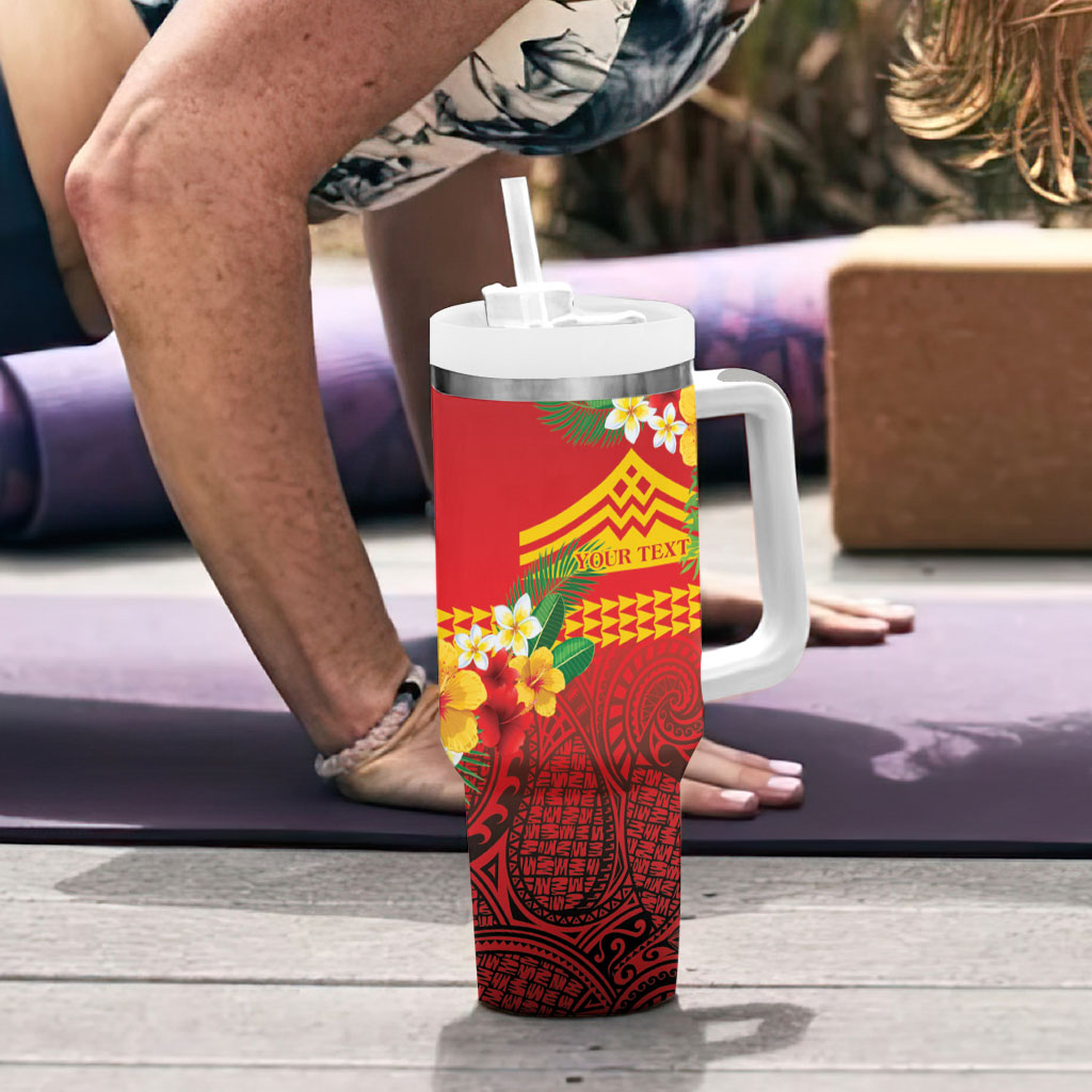 Hawaii Ku Kia'i Mauna Personalized Tumbler With Handle Hibiscus Kakau Pattern