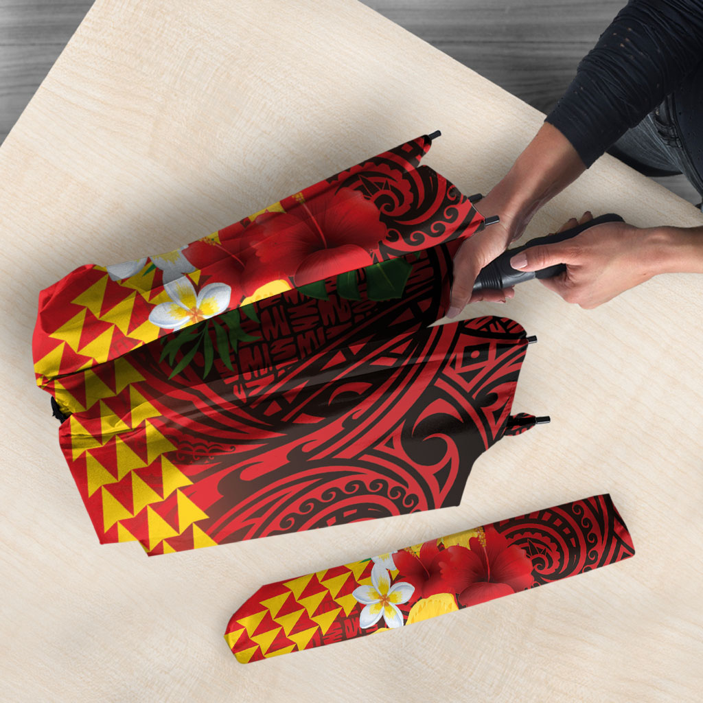 Hawaii Ku Kia'i Mauna Umbrella Hibiscus Kakau Pattern