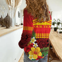 Hawaii Ku Kia'i Mauna Personalized Women Casual Shirt Hibiscus Kakau Pattern
