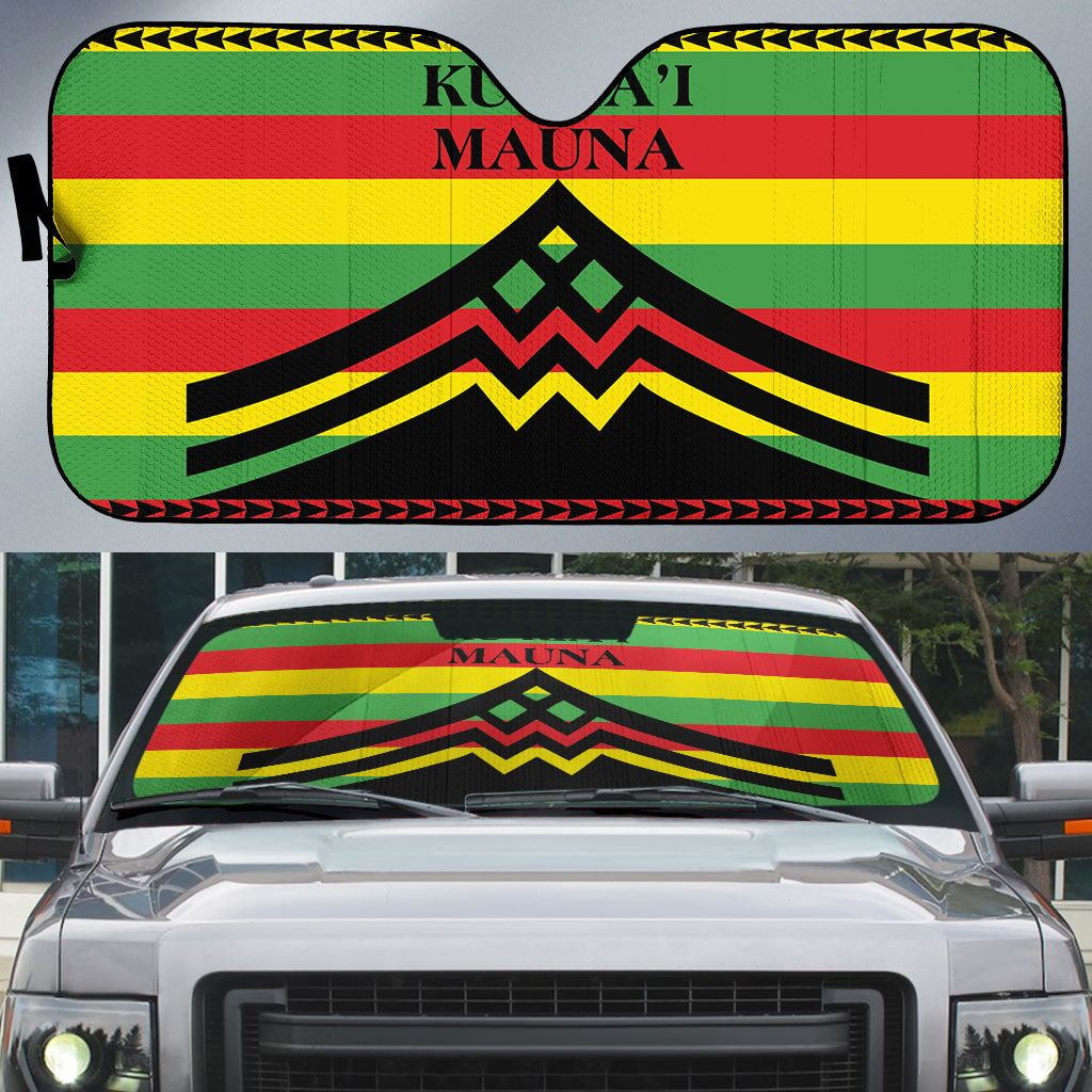 Hawaii Ku Kia'i Mauna Auto Sun Shade Hawaiian Kanaka Maoli Motif LT9 Green - Polynesian Pride