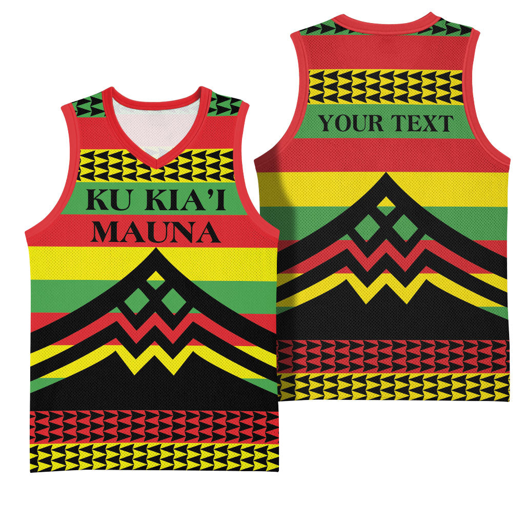 Hawaii Ku Kia'i Mauna Personalized Basketball Jersey Hawaiian Kanaka Maoli Motif