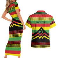 Hawaii Ku Kia'i Mauna Personalized Couples Matching Short Sleeve Bodycon Dress and Hawaiian Shirt Hawaiian Kanaka Maoli Motif LT9 - Polynesian Pride