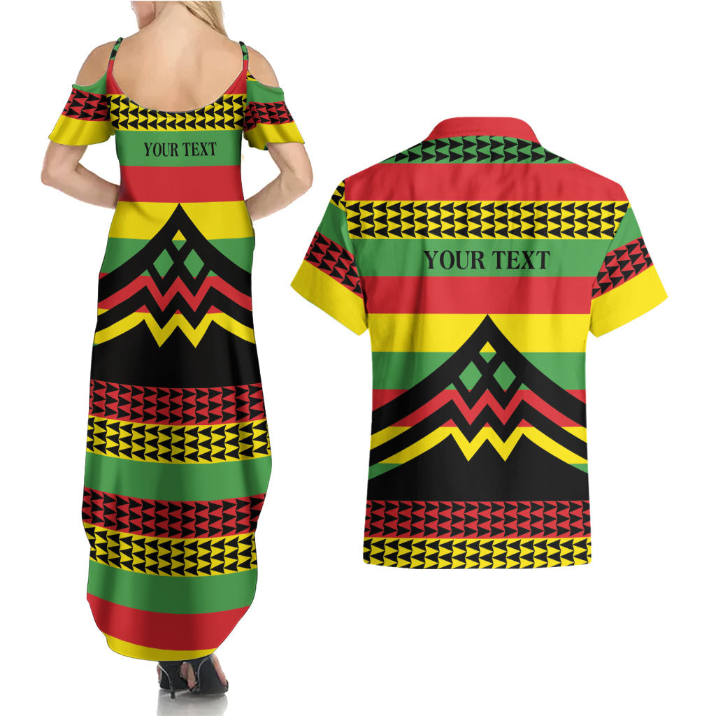 Hawaii Ku Kia'i Mauna Personalized Couples Matching Summer Maxi Dress and Hawaiian Shirt Hawaiian Kanaka Maoli Motif LT9 - Polynesian Pride