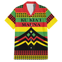 Hawaii Ku Kia'i Mauna Personalized Family Matching Off Shoulder Maxi Dress and Hawaiian Shirt Hawaiian Kanaka Maoli Motif LT9 Dad's Shirt - Short Sleeve Green - Polynesian Pride
