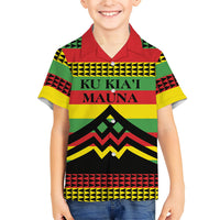 Hawaii Ku Kia'i Mauna Personalized Family Matching Off Shoulder Maxi Dress and Hawaiian Shirt Hawaiian Kanaka Maoli Motif LT9 Son's Shirt Green - Polynesian Pride