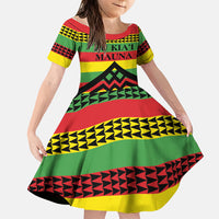 Hawaii Ku Kia'i Mauna Personalized Family Matching Off Shoulder Short Dress and Hawaiian Shirt Hawaiian Kanaka Maoli Motif LT9 Daughter's Dress Green - Polynesian Pride