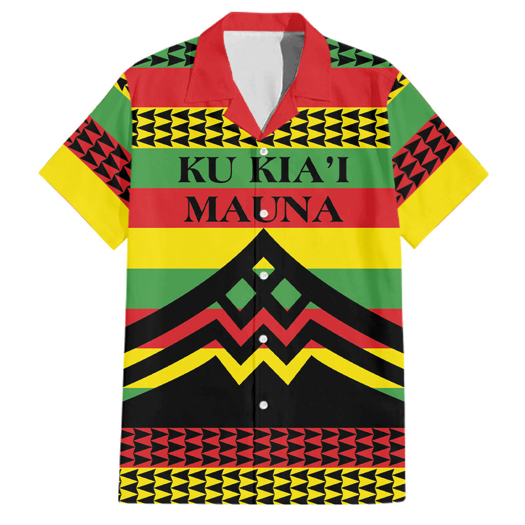 Hawaii Ku Kia'i Mauna Personalized Family Matching Off Shoulder Short Dress and Hawaiian Shirt Hawaiian Kanaka Maoli Motif LT9 Dad's Shirt - Short Sleeve Green - Polynesian Pride