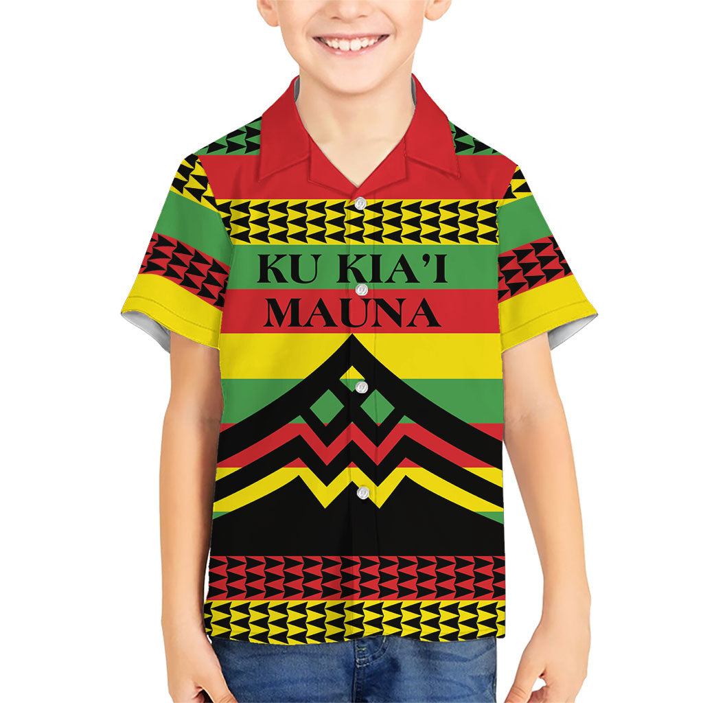 Hawaii Ku Kia'i Mauna Personalized Family Matching Short Sleeve Bodycon Dress and Hawaiian Shirt Hawaiian Kanaka Maoli Motif LT9 Son's Shirt Green - Polynesian Pride