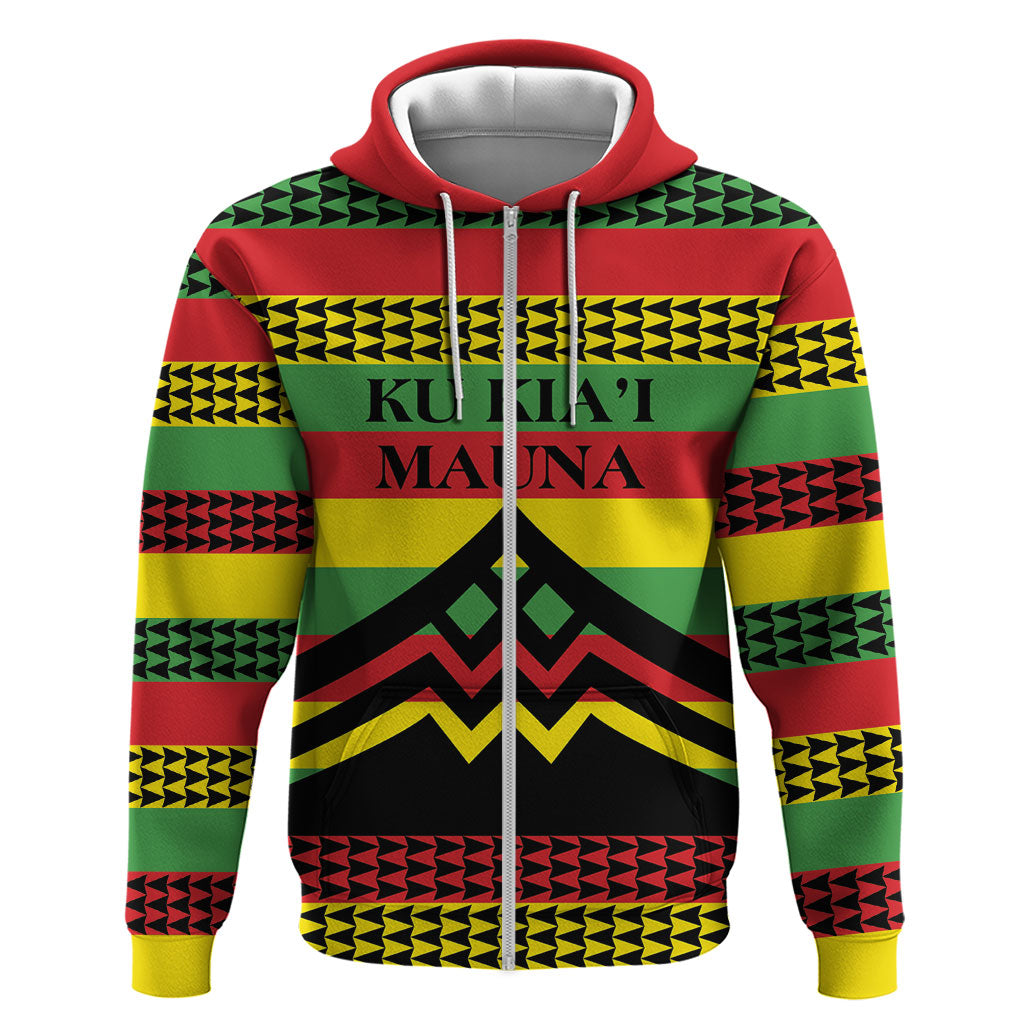 Hawaii Ku Kia'i Mauna Personalized Hoodie Hawaiian Kanaka Maoli Motif LT9 Zip Hoodie Green - Polynesian Pride