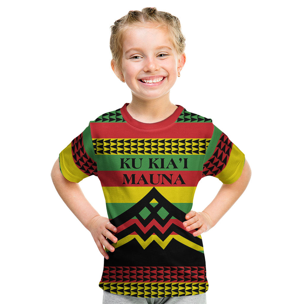 Hawaii Ku Kia'i Mauna Personalized Kid T Shirt Hawaiian Kanaka Maoli Motif
