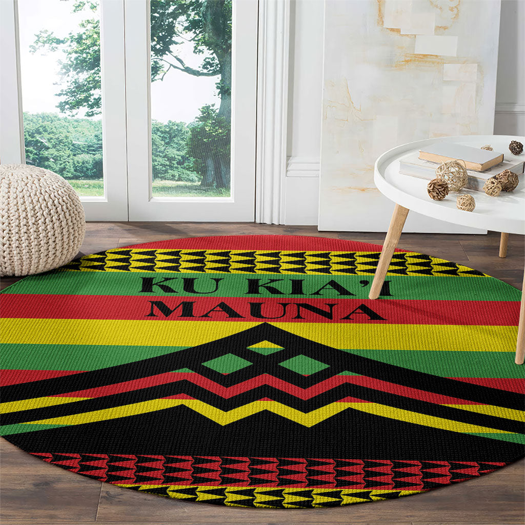 Hawaii Ku Kia'i Mauna Round Carpet Hawaiian Kanaka Maoli Motif