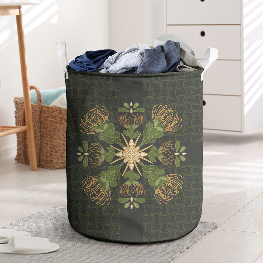 Hawaii Ohia Lehua Squares Laundry Basket Hawaiian Quilt Inspired Floral Pattern LT9 Green - Polynesian Pride
