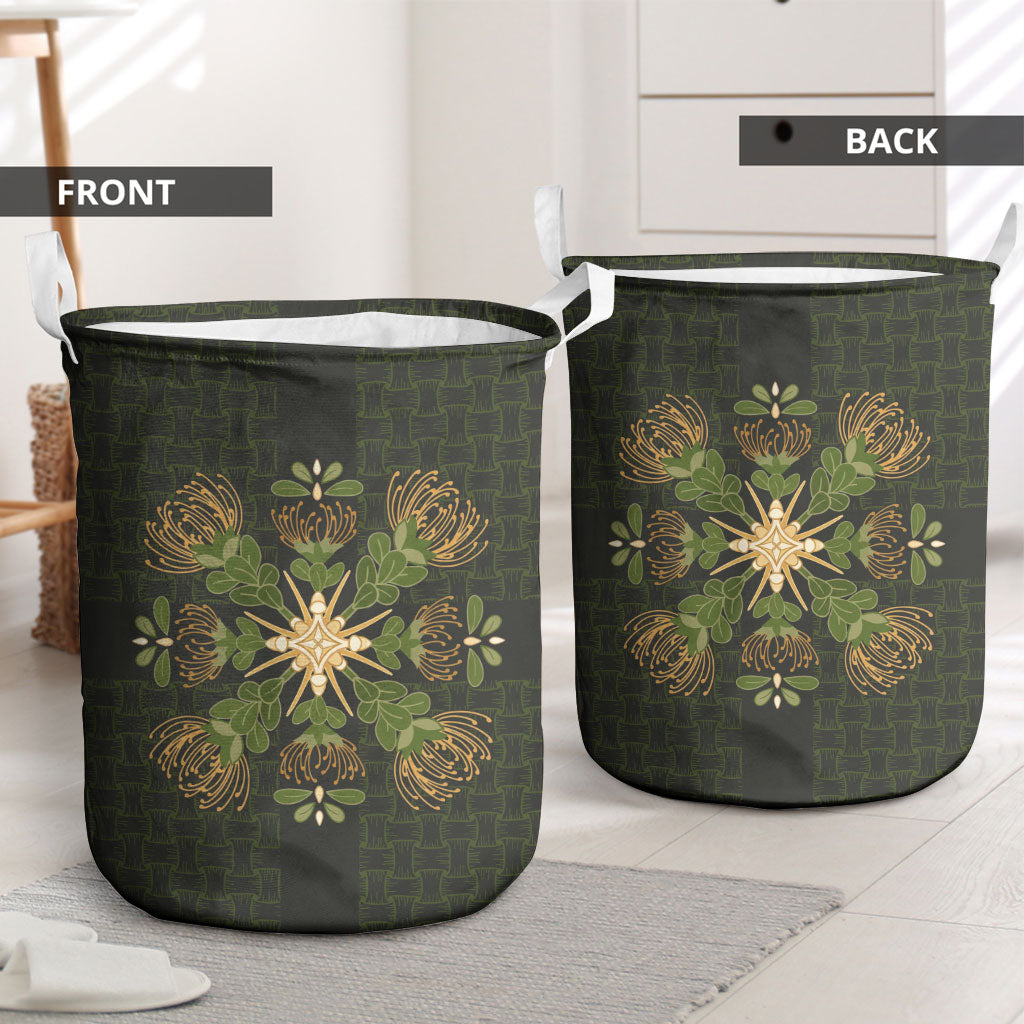 Hawaii Ohia Lehua Squares Laundry Basket Hawaiian Quilt Inspired Floral Pattern