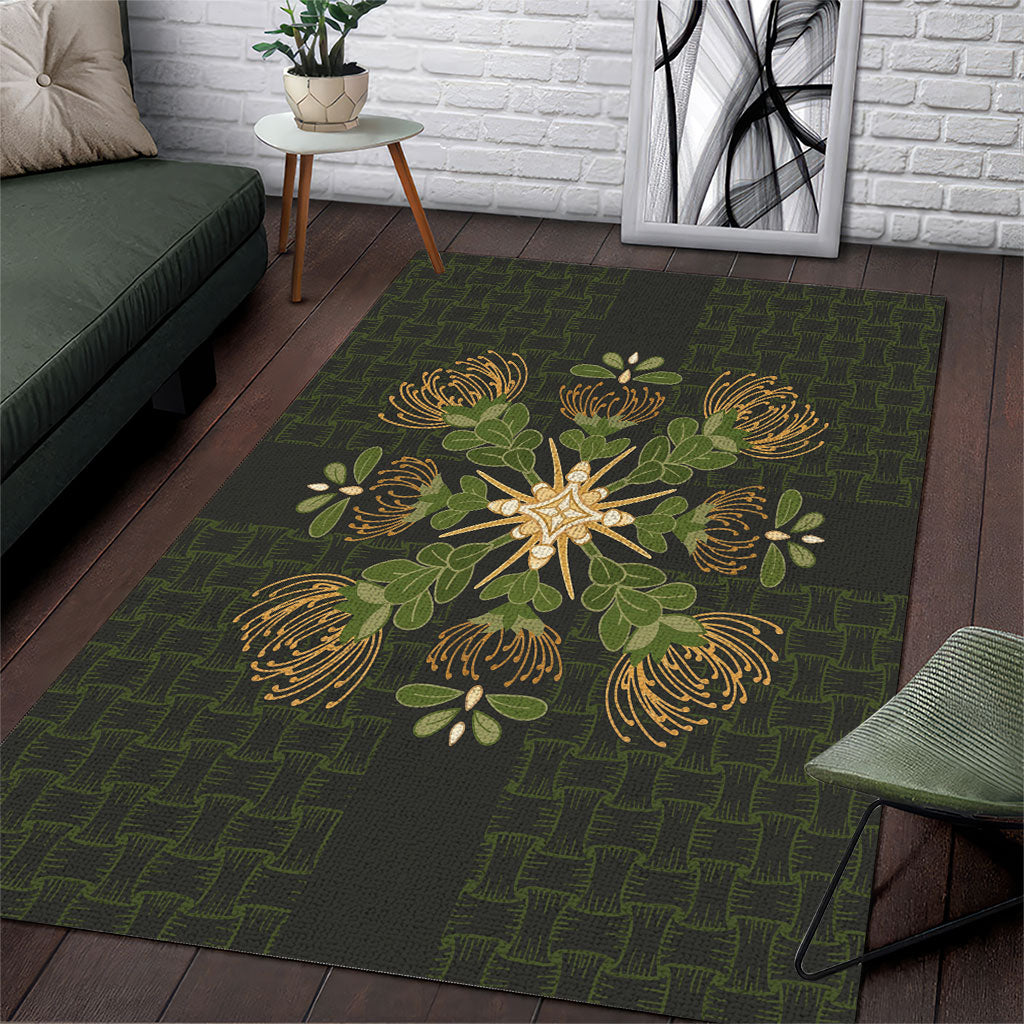 Hawaii Ohia Lehua Squares Area Rug Hawaiian Quilt Inspired Floral Pattern