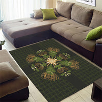 Hawaii Ohia Lehua Squares Area Rug Hawaiian Quilt Inspired Floral Pattern