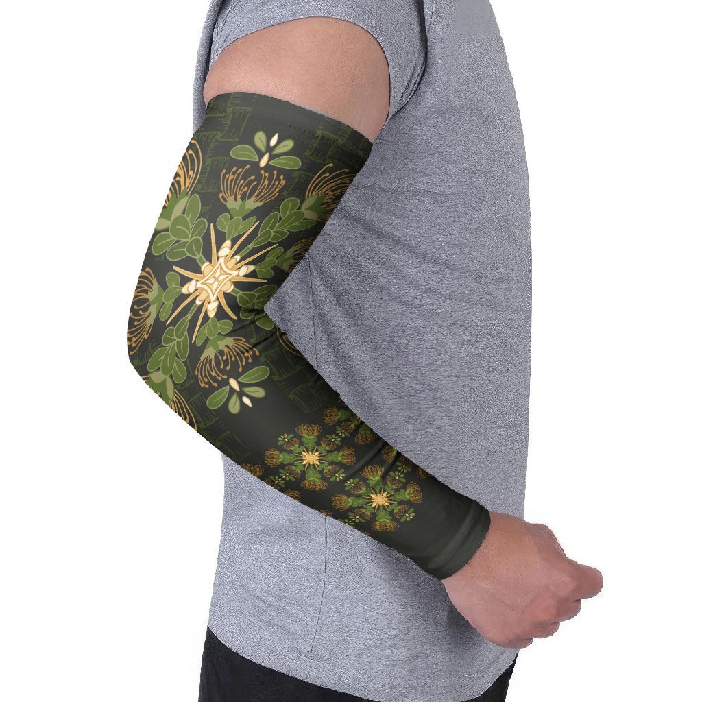 Hawaii Ohia Lehua Squares Arm Sleeves Hawaiian Quilt Inspired Floral Pattern