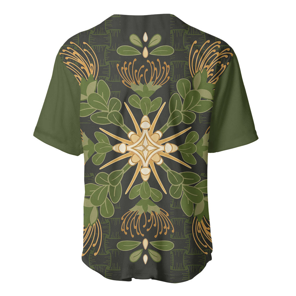 Hawaii Ohia Lehua Squares Baseball Jersey Hawaiian Quilt Inspired Floral Pattern