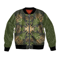 Hawaii Ohia Lehua Squares Bomber Jacket Hawaiian Quilt Inspired Floral Pattern