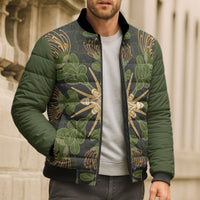 Hawaii Ohia Lehua Squares Bomber Puffer Jacket Hawaiian Quilt Inspired Floral Pattern