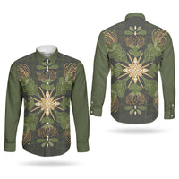 Hawaii Ohia Lehua Squares Couples Matching Short Sleeve Bodycon Dress and Long Sleeve Button Shirt Hawaiian Quilt Inspired Floral Pattern LT9 - Polynesian Pride