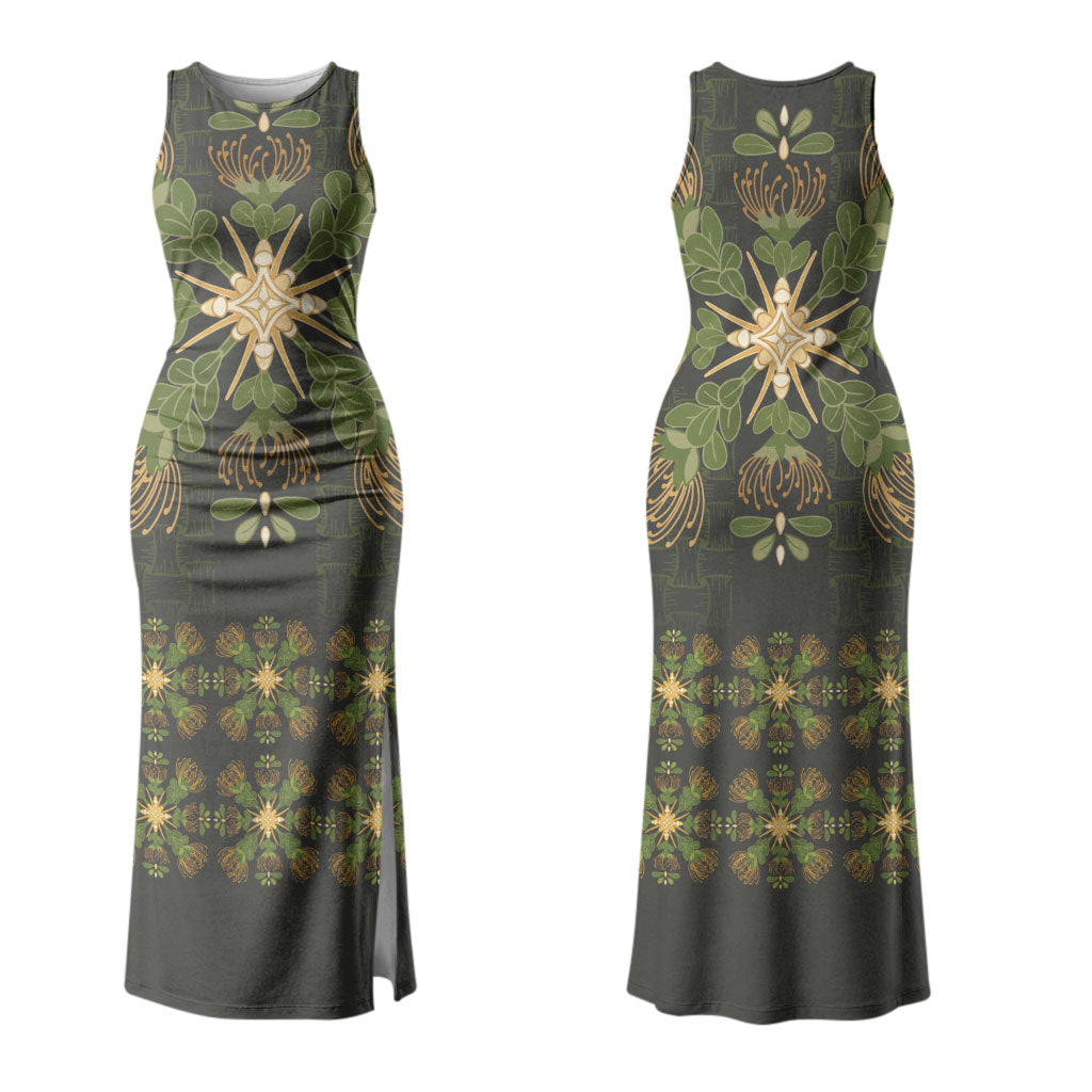 Hawaii Ohia Lehua Squares Couples Matching Tank Maxi Dress and Hawaiian Shirt Hawaiian Quilt Inspired Floral Pattern LT9 - Polynesian Pride