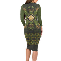 Hawaii Ohia Lehua Squares Family Matching Long Sleeve Bodycon Dress and Hawaiian Shirt Hawaiian Quilt Inspired Floral Pattern LT9 - Polynesian Pride
