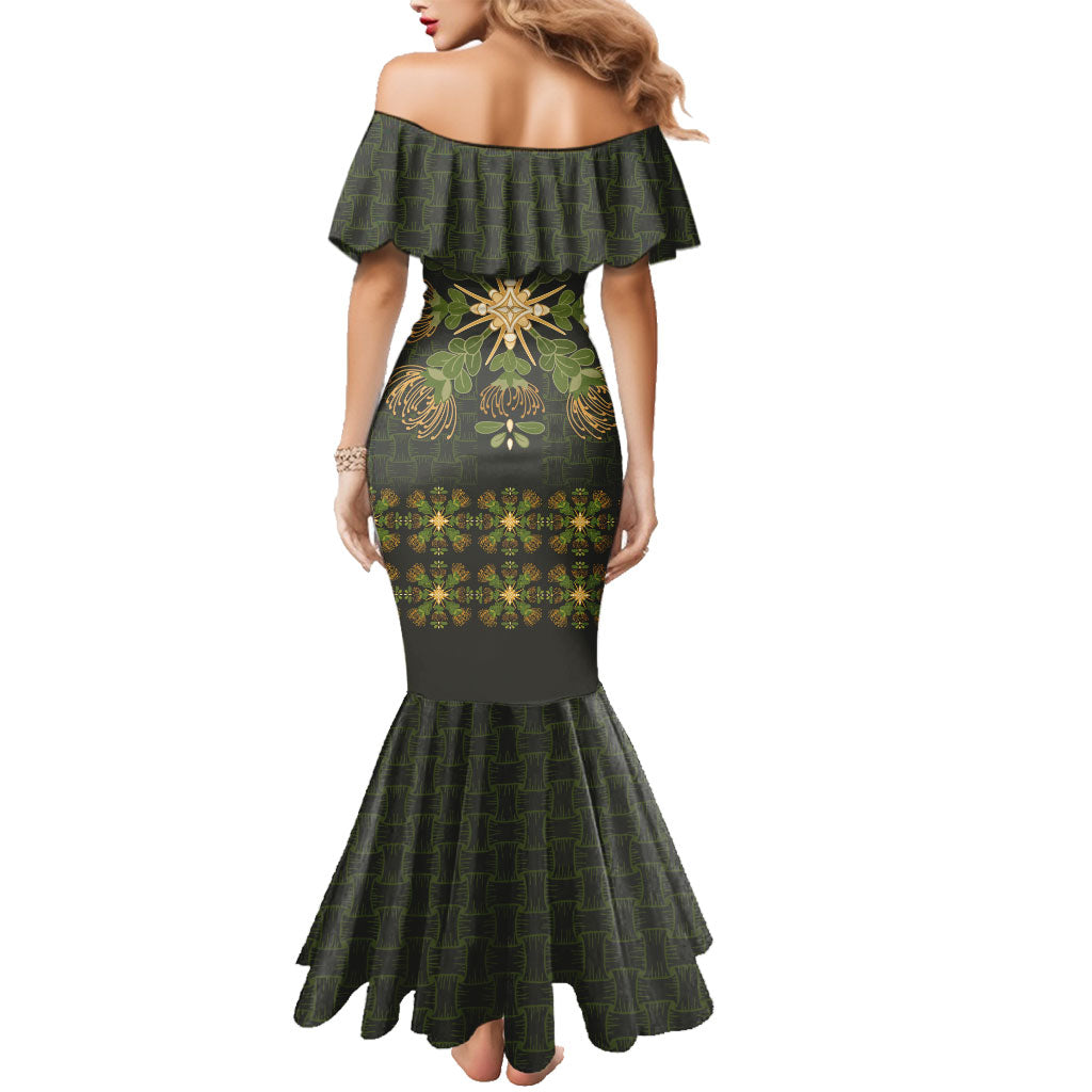 Hawaii Ohia Lehua Squares Family Matching Mermaid Dress and Hawaiian Shirt Hawaiian Quilt Inspired Floral Pattern LT9 - Polynesian Pride