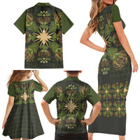Hawaii Ohia Lehua Squares Family Matching Short Sleeve Bodycon Dress and Hawaiian Shirt Hawaiian Quilt Inspired Floral Pattern LT9 - Polynesian Pride