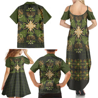 Hawaii Ohia Lehua Squares Family Matching Summer Maxi Dress and Hawaiian Shirt Hawaiian Quilt Inspired Floral Pattern LT9 - Polynesian Pride