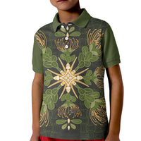 Hawaii Ohia Lehua Squares Kid Polo Shirt Hawaiian Quilt Inspired Floral Pattern