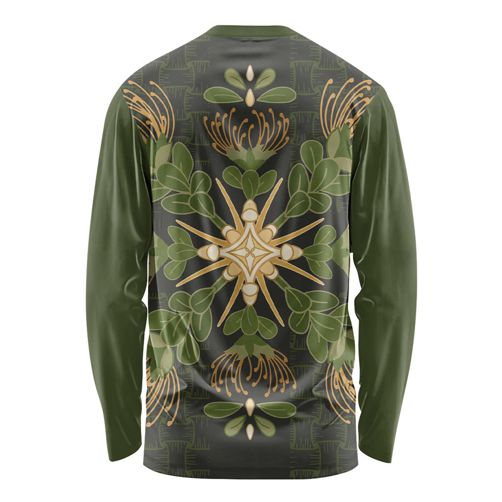 Hawaii Ohia Lehua Squares Long Sleeve Shirt Hawaiian Quilt Inspired Floral Pattern