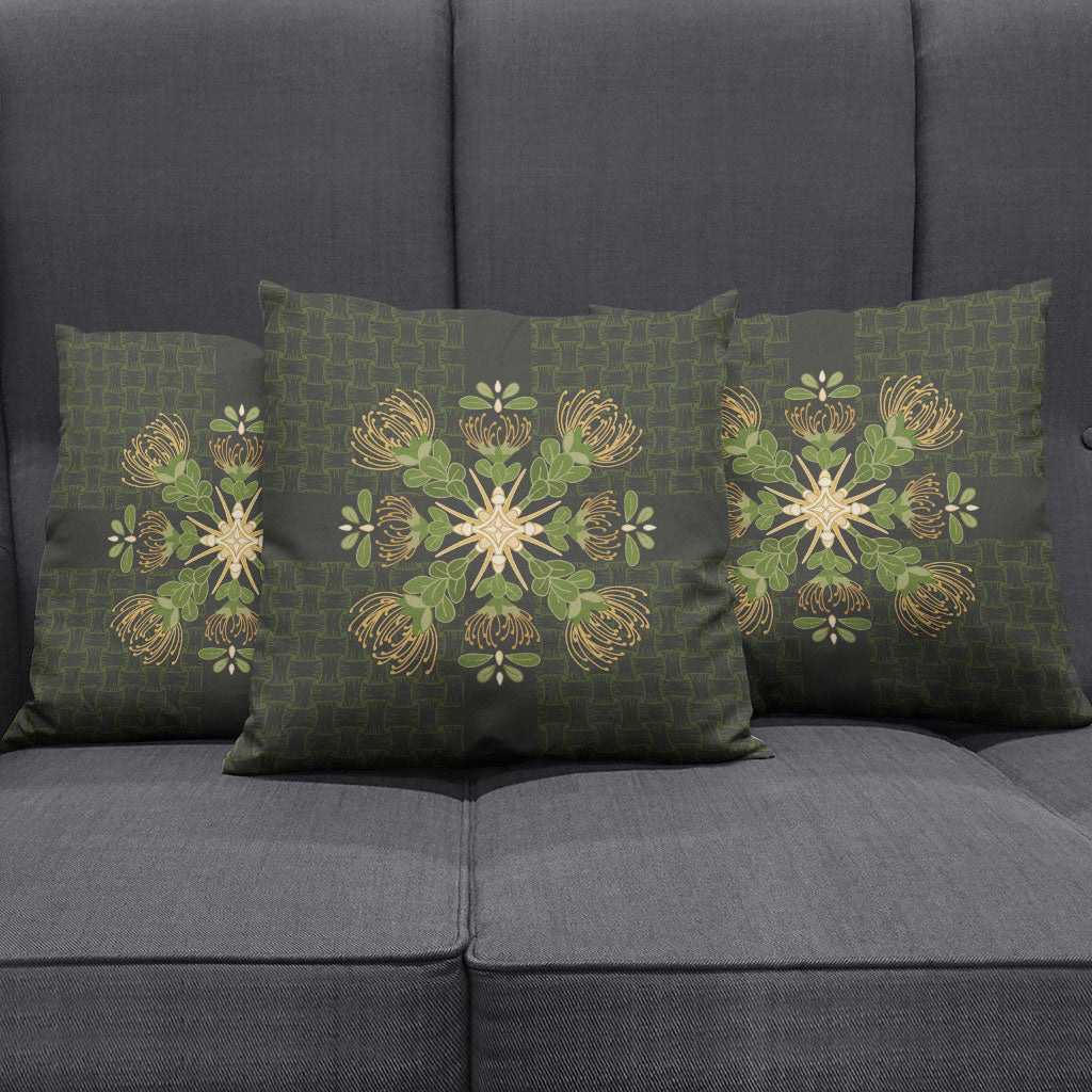 Hawaii Ohia Lehua Squares Pillow Cover Hawaiian Quilt Inspired Floral Pattern