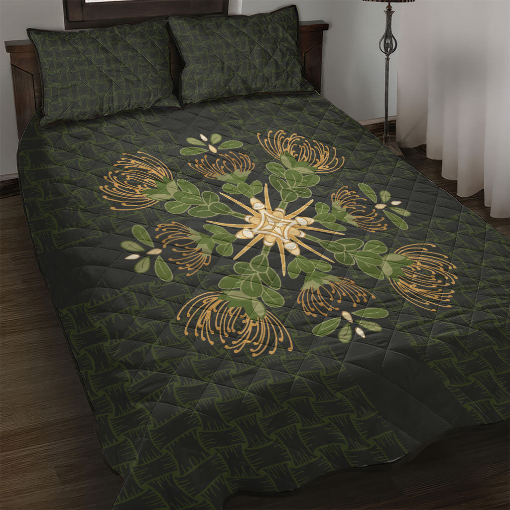 Hawaii Ohia Lehua Squares Quilt Bed Set Hawaiian Quilt Inspired Floral Pattern