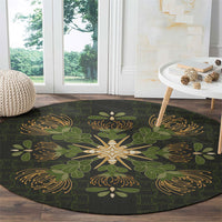 Hawaii Ohia Lehua Squares Round Carpet Hawaiian Quilt Inspired Floral Pattern